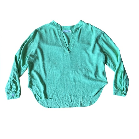 Electric & Rose Small Green Top V Neck Loose Fit Rayon Linen - Picture 1 of 6